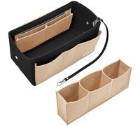 Simboom Organisateur de Sac à Main pour Femmes, Sac de Rangement Intérieur Bag in Bag pour iPad Mini, cosmétiques, Portefeuille, Parfum, Téléphone, Clés (Noir et Beige, L)