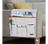 Simboom Organisateur pour Accoudoir de Canape, Fauteuil Chaise Protetor Housse, Sac de Rangement Antidérapant pour Télécommande, Magazines, iPad, Téléphone, Lunettes (grise)