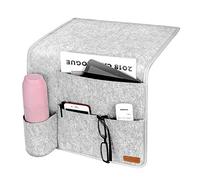 SIMBOOM Sac de Chevet à Suspendre Poche de Rangement pour Lit Organisateur de Stockage pour Bouteilles, Magazines, Télécommande ou Autres - Gris Clair