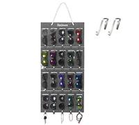SIMBOOM Sac de Rangement pour Lunettes de Soleil, Mural Organisateur Lunettes de Soleil Stockage Détachable Bouton Pression 20 Fents en Feutre Étanche à la Poussière Film, Gris