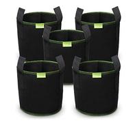 SIMBOOM Sacs à Plantes, Lot de 5 Sac de Culture en Non Tissé Pot de Fleur Sac de Jardin avec Poignée Sangles Aération Tissu Pots, Noir - 10 Gallons (40 L)