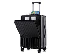 Simcat Valise de cabine avec poche avant, bagage léger approuvé par les compagnies aériennes avec porte-gobelet, port USB/Type-C, serrure TSA, roues silencieuses, Noir , Check in 24 inch