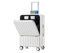 Simcat Valise de cabine avec poche avant, bagage léger approuvé par les compagnies aériennes avec porte-gobelet, port USB/Type-C, serrure TSA, roues silencieuses, blanc, Check in 24 inch