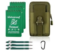 SIMDAO Lot de 8 carnets imperméables de 7,6 x 12,7 cm avec stylo, taille multifonction avec mousqueton, tampons tactiques pour enregistrement de camping en plein air (vert)