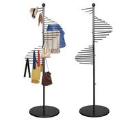 simdennr Porte-écharpe, support pour écharpes debout, présentoir commercial, organisateur en métal en spirale avec 30 cintres, pour écharpes, cravates, ceintures, pantalons, 170 cm x 42 cm (Noir)