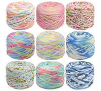 SIMEIQI Lot de 9 pelotes de fil élastique pour tricot, spaghetti épais pour sac à main, panier, coussin, projets de crochet, décoration d'intérieur, fleur