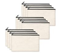 SIMEIXI Trousse à Crayons Toile Vierge 12 Pièces, Sac Multifonctionnel Glissière Enfant Peindre 21x12cm