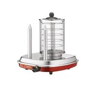 SIMÉO Machine à Hot-Dogs Rétro - 450W - Cylindre de Cuisson en Verre - Broches Chauffantes Acier Inoxydable - Design Années 50 - Accessoires Lave-Vaisselle - Métallique Élégante - Rouge