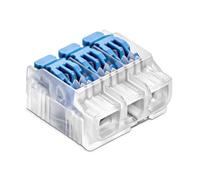 SIMET Bornier à levier 0,2-4 mm² | 3 conducteurs | paquet de 40 | transparent/bleu | connexion rapide pour fils électriques