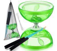 Simgoing L'ensemble de diabolo chinois Yoyo comprend un Yoyo chinois coloré avec 2 bâtons de diabolo, 1 corde, 1 sac en filet pour s'amuser (vert, style populaire)
