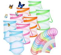 Simgoing Lot de 12 filets de pêche télescopiques en forme de papillon pour enfants, kits de capture d'explorateur en plein air, cage à insectes, pêche aux insectes, extensibles, 86,4 cm