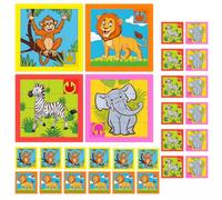 Simgoing Lot de 24 casse-tête amusants pour animaux - Jeux de singe, zèbre, lion, éléphant, mignon motif, développe des compétences de résolution de problèmes pour l'école à la maison, la salle de