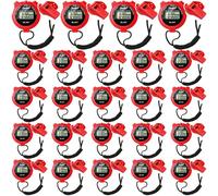 Simgoing Lot de 48 sifflets numériques en plastique pour entraîneurs sportifs, arbitre, montre étanche avec cordon multifonction pour fitness, date, alarme (rouge)