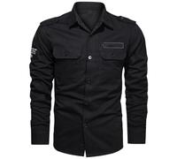 SimidunEUR Manches Longues Chemise Tactique Homme, Cargo Shirts, Protection UV, Respirante, Boutonnée, pour Randonnée, Pêche, Trekking, Hilking, Chasse, Travail，Noir1907，XXL