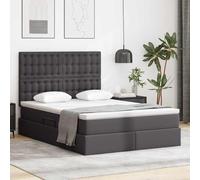Simili Cuir avec Rangement LED Moderne Gris 140x190 cm | Lit avec Rangement et LED Gris 140x190 cm Simili Cuir avec Matelas, Tête de Lit et Souleve-Matelas Hydraulique Moderne avec