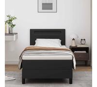 Simili Cuir Moderne Design épuré Box Spring Noir 100 x 200 cm | Lit à ressorts avec matelas Noir 100 x 200 cm Simili cuir avec tête de lit LED réglable et sommier à lattes en bois