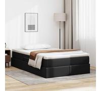 Simili Cuir Rangement literie Chambre Moderne Noir 120 x 190 cm | Lit avec rangement et matelas Noir 120x190 cm Simili cuir coffre hydraulique design moderne avec surmatelas