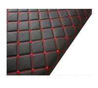 Similicuir 100 x 160 cm - Tissu D'ameublement Imitation Cuir pour Tapisserie, Chaussures, Sac, Couture, Patchwork - Cuir Synthétique Matelassé # Noir (Ligne Rouge) (Col