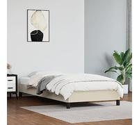 Similicuir Bed Frame Cream 90x200 cm No Mattess Included, Sturdy Support Legs, Durable Faux Leather Platform Bed with Slats for Bedroom, Modern Luxury Design