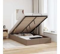 Similicuir Durable Rangement spacieux Moderne élégant 120x190 cm Brun | Lit Ottoman 120x190 cm avec Rangement, Cadre de Cappuccino en Similicuir, Sommier à Lattes Intégré, Tête de Lit Absente,
