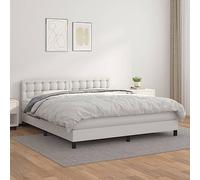 Similicuir durable Tête de lit réglable Modèle unique Blanc 180x200cm | Sommier à lattes avec matelas 180x200cm Blanc Similicuir réglable tête de lit confortable