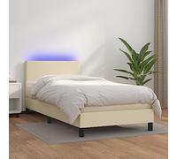 Similicuir durable Tête de lit réglable Tapissier Crème 100x200 cm