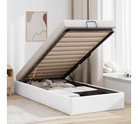 Similicuir lavable avec rangement spacieux relevable blanc 90 x 200 cm | Cadre de lit ottoman blanc 90x200 cm similicuir sans matelas avec rangement hydraulique