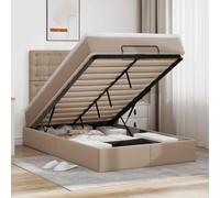 similicuir résistant aux taches avec rangement intégré 120x190cm Brun | Cadre de lit ottoman avec matelas ressorts ensachés similicuir Cappuccino 120x190cm rangement hydraulique LED