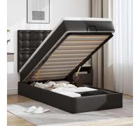 Similicuir résistant aux taches avec rangement Lit ottoman 80x200 cm Noir | Lit Ottoman avec Matelas Noir 80x200 cm Similicuir, Coffre de Rangement Hydraulique, Ressorts Ensachés