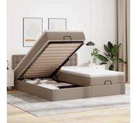 Similicuir résistant aux taches Lit de rangement hydraulique Brun 180x200cm | Cadre de lit ottoman avec matelas 180x200cm similicuir cappuccino, coffre de rangement hydraulique et surmatelas, literie