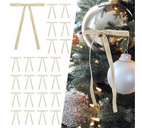 SIMISI RIBBON Lot de 24 nœuds de sapin de Noël en velours blanc vintage pour décoration de porte (1,9 cm de large, 12,7 x 17,8 cm)