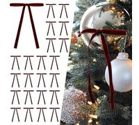 SIMISI RIBBON Lot de 24 nœuds de sapin de Noël en velours bordeaux pour décoration de porte, couronne vintage (1,9 cm de large, 12,7 x 17,8 cm)