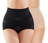 SIMIYA Femme Culotte Sculptante Gainante Amincissante Invisible Ventre Plat Culottes Gaine Contrôle Taille Haute Shapewear Minceur Ventre Plat Efficace sous-vêtements Shape 2pcs (Noir+Beige, S)