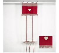 Simla - Rideau store beige et vichy rouge à volant - Simla - Rouge - 45 x 160 cm