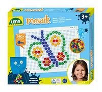 Lena 35621 - Jeu d'emboîtement mosaïque, mosaïque à emboîter avec 140 fiches Transparentes, fiches mosaïque Ø 10 mm, Jeu de mosaïque pour Enfants à partir de 3 Ans