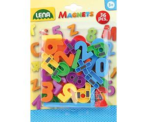 SIMM Spielwaren Lena 65747-36 Aimants Chiffres et Lettres, env. ø 3 cm, Zahlen