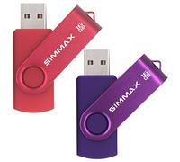 SIMMAX Clé USB 16 Go Lot de 2 USB 2.0 Flash Drive Pivotant Stockage Disque Mémoire Stick Pendrive (16Go Rouge Violet)