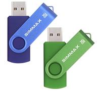 SIMMAX Clé USB 16 Go Lot de 2 USB 2.0 Flash Drive Pivotant Stockage Disque Mémoire Stick Pendrive (16Go Bleu Vert)