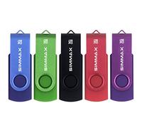 SIMMAX Clé USB 16 Go Lot de 5 USB 2.0 Flash Drive Pivotant Stockage Disque Mémoire Stick Pendrive (16Go Bleu Vert Noir Rouge Violet)