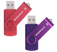 SIMMAX Clé USB 32 Go Lot de 2 USB 2.0 Flash Drive Pivotant Stockage Disque Mémoire Stick Pendrive (32Go Rouge Violet)