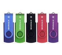 SIMMAX Clé USB 32 Go Lot de 5 USB 2.0 Flash Drive Pivotant Stockage Disque Mémoire Stick Pendrive (32Go Bleu Vert Noir Rouge Violet)