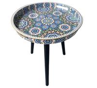 Simmer Stone Table d'appoint d'intérieur rondes avec 3 pieds amovibles en bois, plateau polyvalent, idéale pour table basse ronde, thé et relaxation de 45 cm (pois marocain)