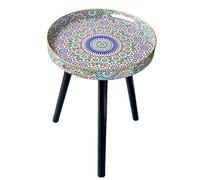 Simmer Stone Tables d'appoint d'intérieur rondes avec 3 pieds amovibles en bois, table à plateau polyvalent, parfaite pour la table basse ronde, le thé et la relaxation de 45 cm (multi marocain)