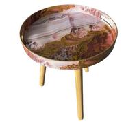Simmer Stone Tables d'appoint rondes d'intérieur avec 3 pieds amovibles en bois, table à plateau polyvalente, parfaite pour la table basse ronde, le thé et la relaxation de 44,3 cm (marbre rouge doré)