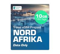 Simmetry Données d'Afrique du Nord eSIM 10 Go, 180 Jours, Compatible avec Les appareils iOS et Android compatibles eSIM, Partage de Points d'accès autorisés, idéal pour Les Longs Voyages ou Une