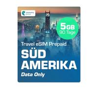 Simmetry Données de l'Amérique du Sud eSIM 10 Go, 180 Jours, Compatible avec Les appareils iOS et Android compatibles eSIM, Partage à Chaud autorisé, idéal pour Les Longs Voyages ou Une Utilisation