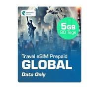 Simmetry Données globales eSIM 5 Go, 90 Jours, Compatible avec Les appareils iOS et Android compatibles eSIM, Partage à Chaud autorisé, idéal pour Les Longs Voyages ou Une Utilisation Durable.
