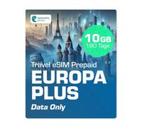 Simmetry Europe Plus Données eSIM 10 Go, 180 Jours, Compatible avec Les appareils iOS et Android compatibles eSIM, Partage de Points d'accès autorisés, idéal pour Les Longs Voyages ou Une Utilisation