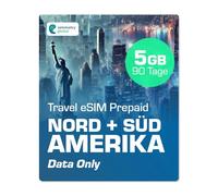 Simmetry Nord & South America Données eSIM 5 Go 90 Jours Compatible avec Les appareils iOS et Android compatibles eSIM, Partage à Chaud autorisé, idéal pour Les Longs Voyages ou Une Utilisation