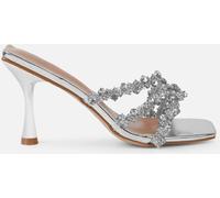 Simmi London Simmi London Silver Blushing Diamante Mid Heel Mules
